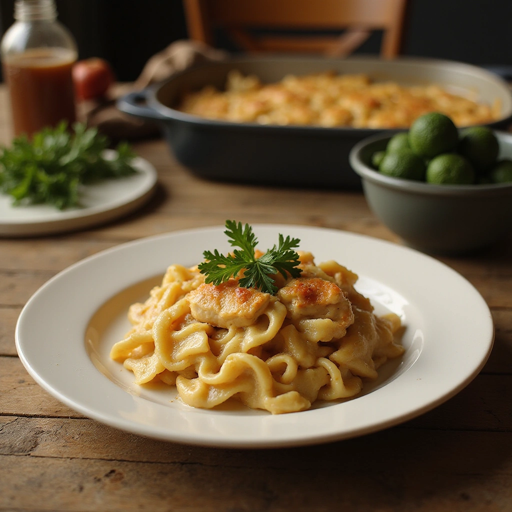 Campbells Cream of Mushroom Soup Recipes Chicken Noodle Casserole Easy Step 8 Serve and Enjoy