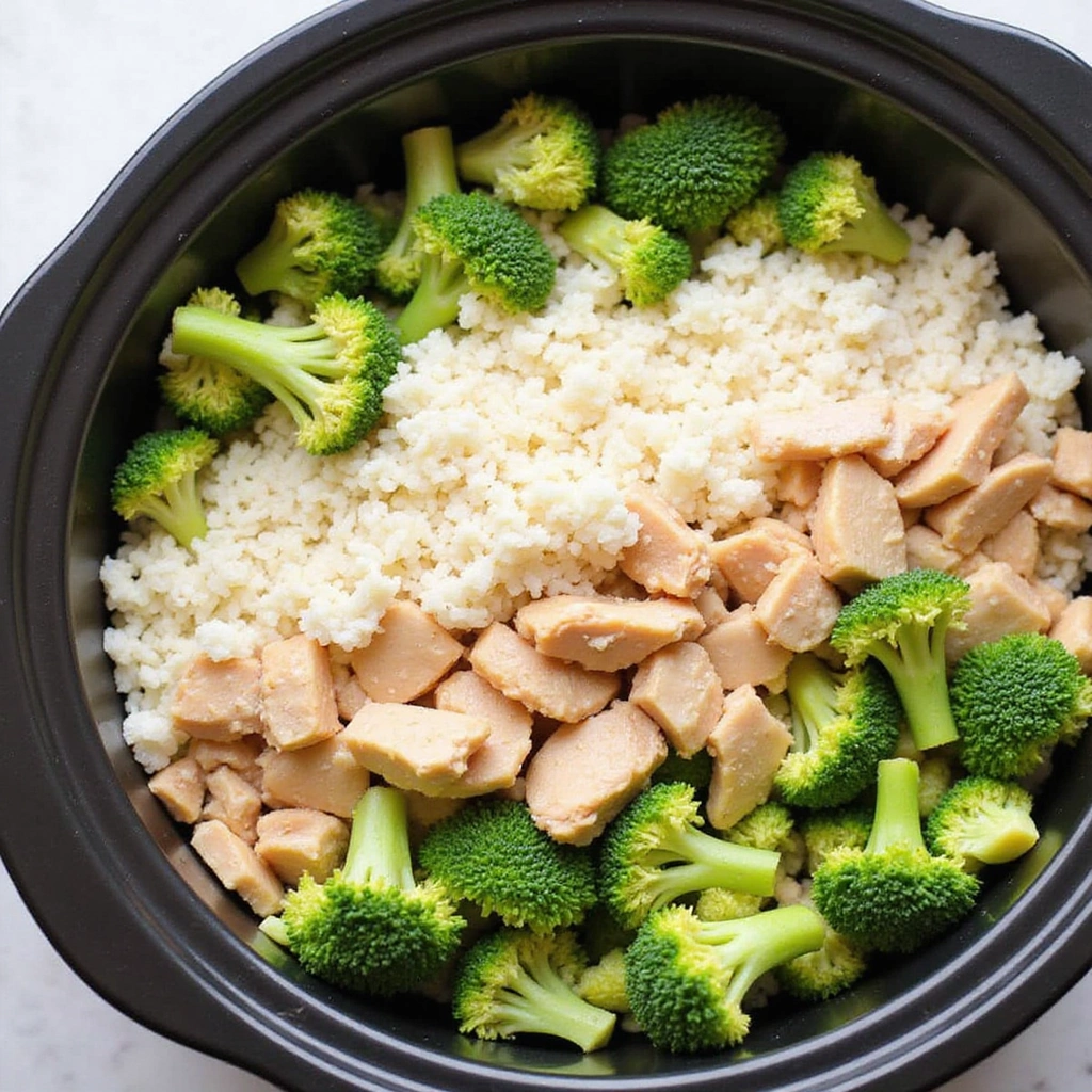 Chicken Broccoli Rice Casserole Crockpot Easy Recipes Step 4 Layer the Ingredients in the Crockpot