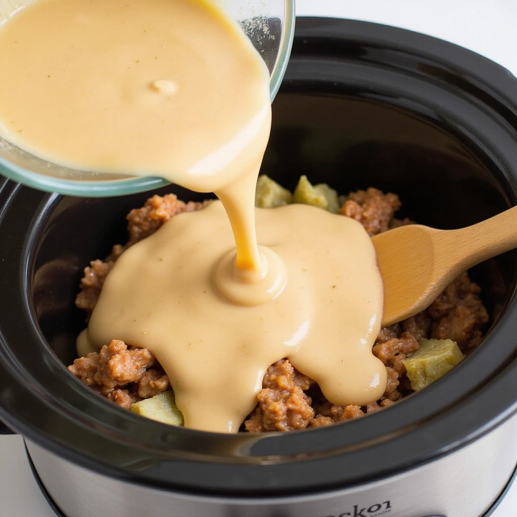 Chicken Broccoli Rice Casserole Crockpot Easy Recipes Step 5 Pour the Sauce Over the Layers