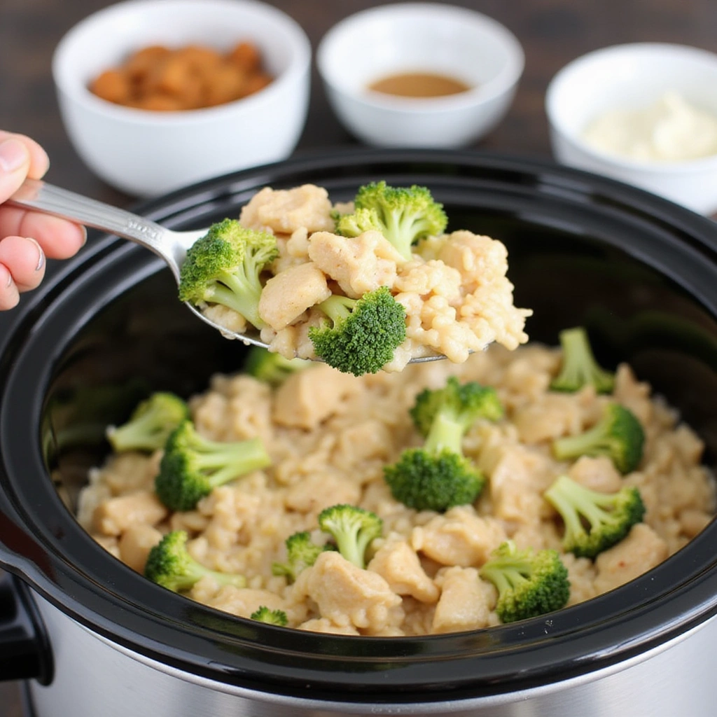 Chicken Broccoli Rice Casserole Crockpot Easy Recipes Step 8 Serve and Enjoy