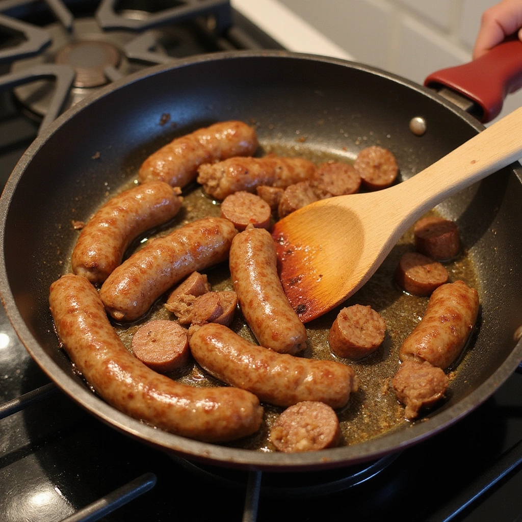 Egg and Sausage Casserole Recipes High Protein Breakfast Step 2 Cook the Sausage