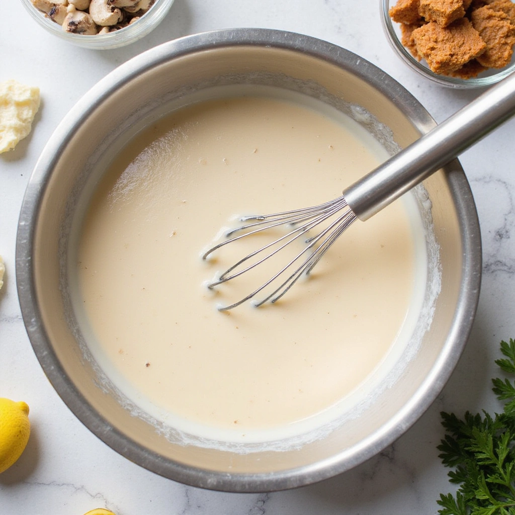 Green Bean Casserole Recipes with Bacon Savory Side Dish Step 4 Mix Sauce Ingredients