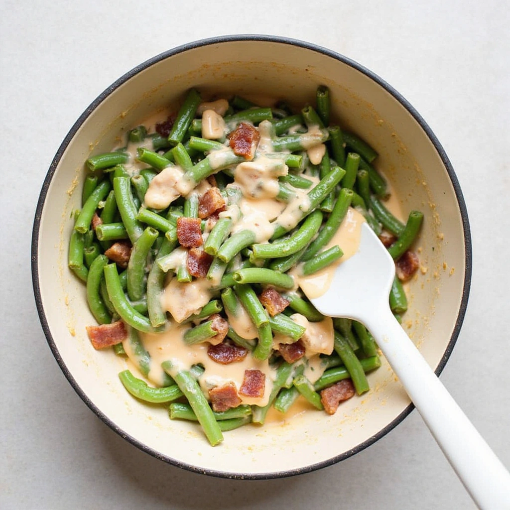 Green Bean Casserole Recipes with Bacon Savory Side Dish Step 5 Combine All Ingredients
