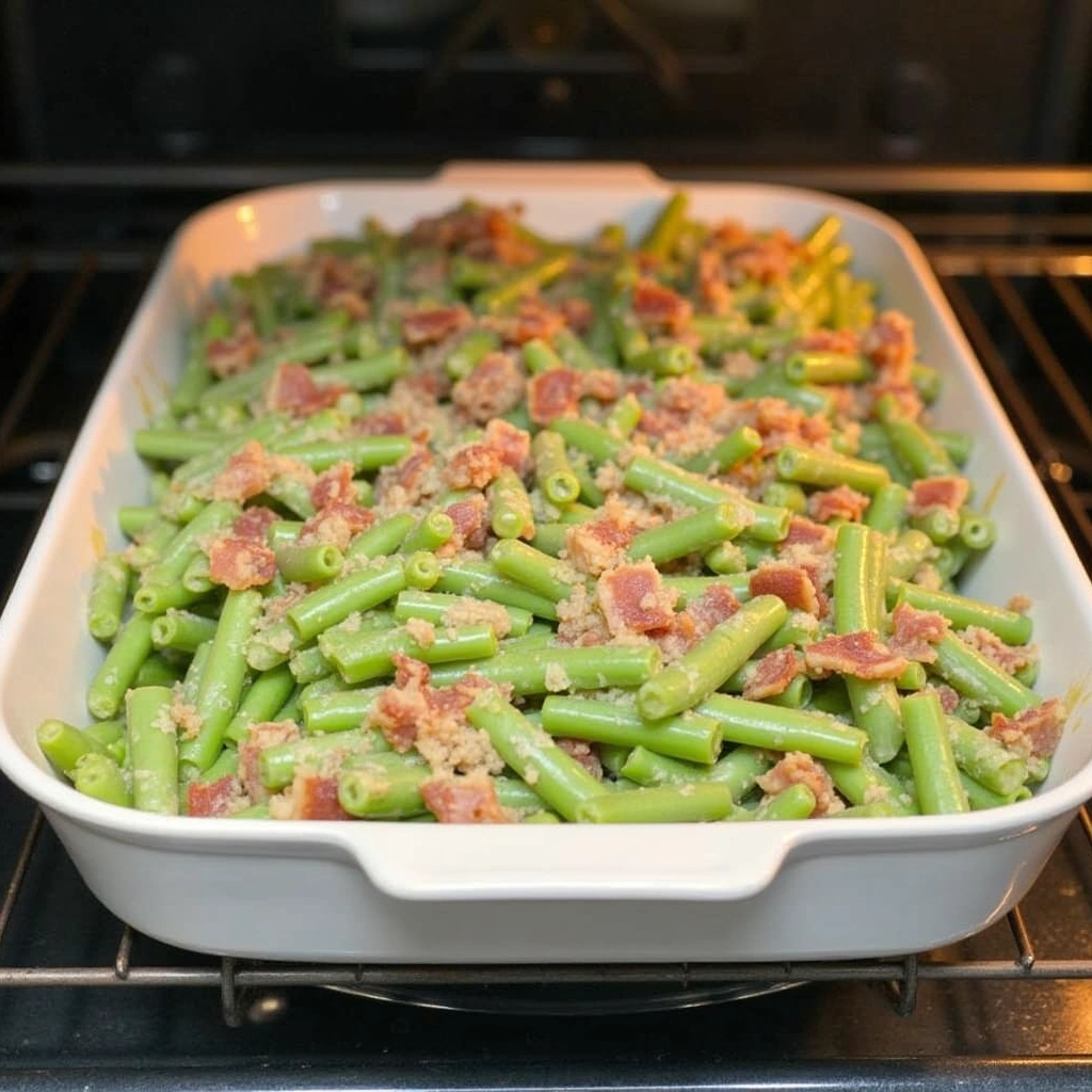 Green Bean Casserole Recipes with Bacon Savory Side Dish Step 6 Transfer to Casserole Dish