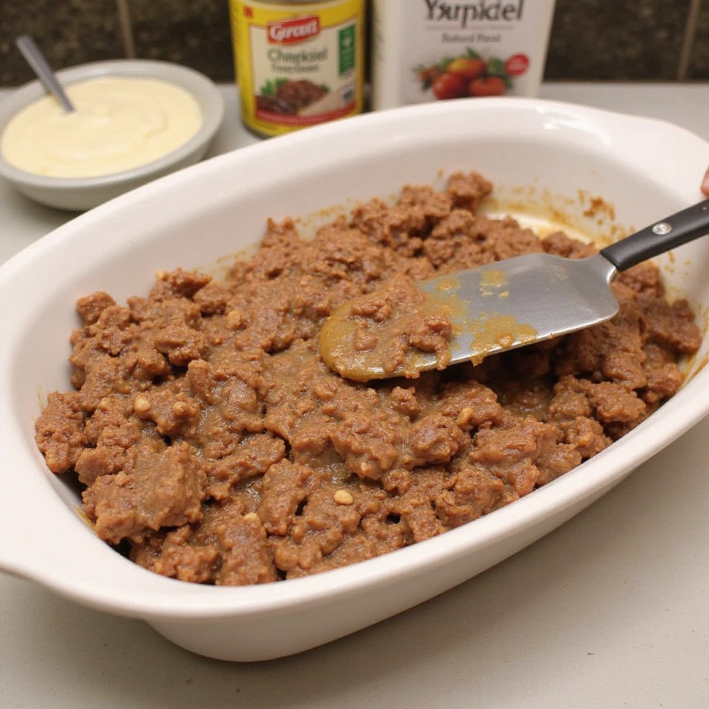 Hamburger Tater Tot Casserole Recipes Kid Friendly Dinner Step 5 Transfer to Baking Dish
