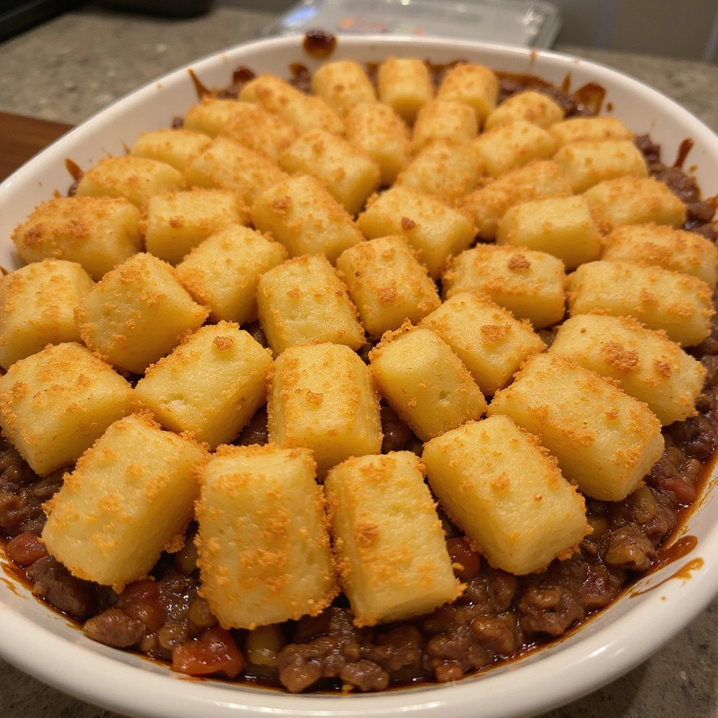 Hamburger Tater Tot Casserole Recipes Kid Friendly Dinner Step 6 Top with Tater Tots