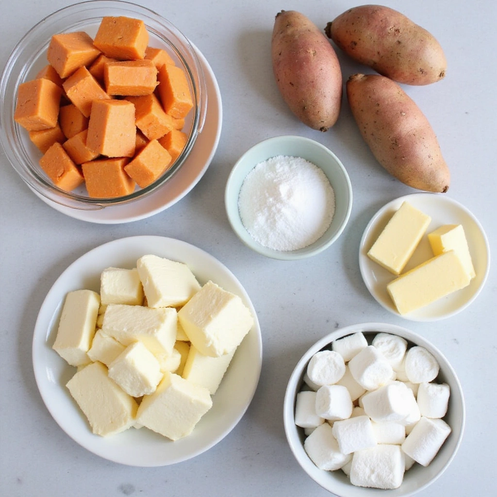 Sweet Potato Casserole with Marshmallows Canned Yams Recipes Step 1 Prepare Ingredients