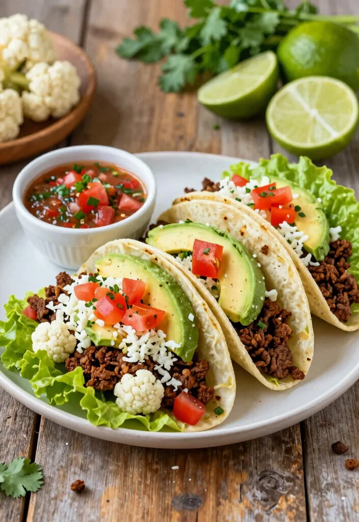 10 Keto Riced Cauliflower Recipes for Simple Swaps 78 10 Keto Riced Cauliflower Recipes for Simple Swaps 8. Cauliflower Tacos 0