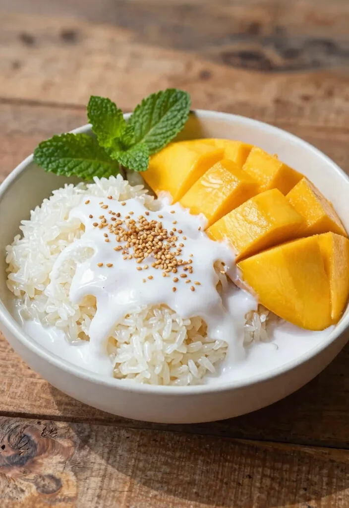 12 Asian Dessert Recipes with Light Delicate Sweet Flavors 2. Mango Sticky Rice 0