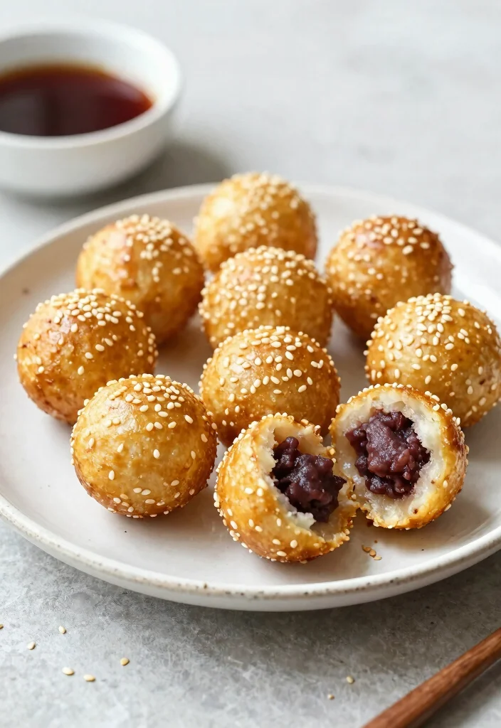 12 Asian Dessert Recipes with Light Delicate Sweet Flavors 5. Sesame Balls Jian Dui 0