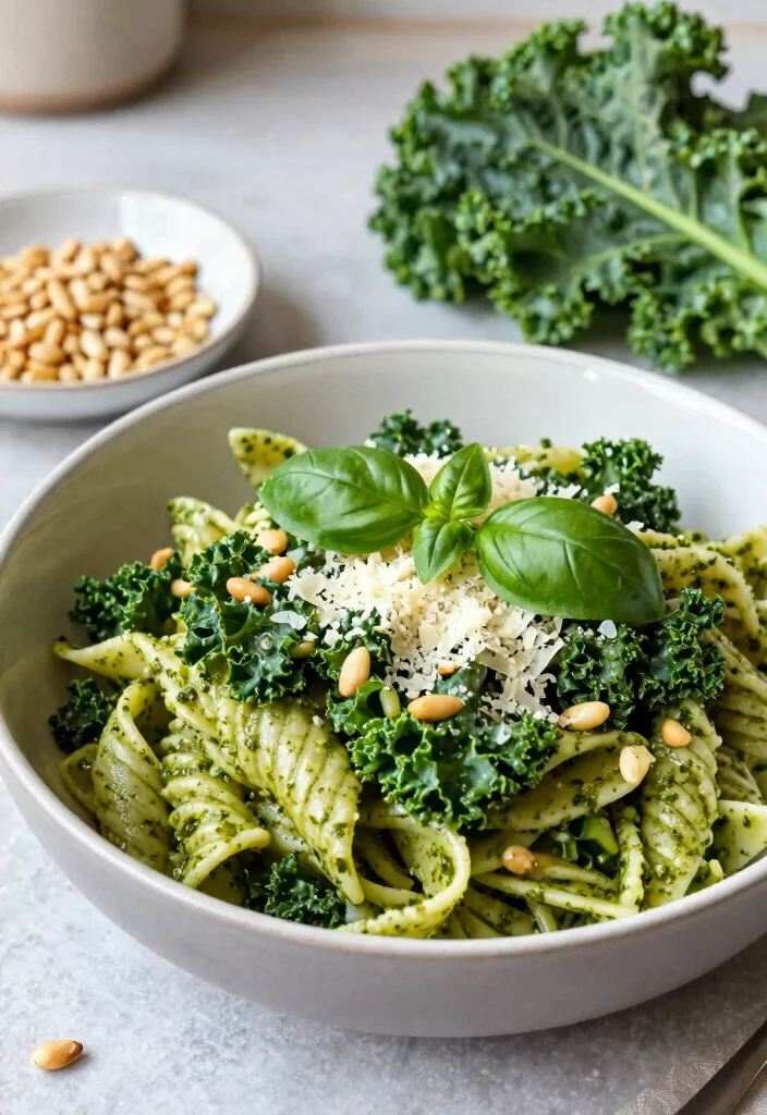 12 Healthy Kale Recipes for Easy Nutrient Rich Dishes 23 12 Healthy Kale Recipes for Easy Nutrient Rich Dishes 3. Kale Pesto Pasta 0