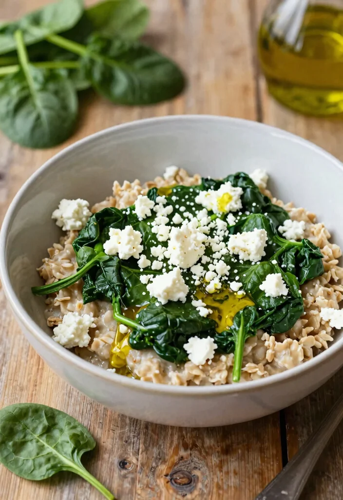 12 Healthy Oatmeal Recipes for Simple Wholesome Breakfasts 5. Savory Spinach and Feta Oatmeal 0