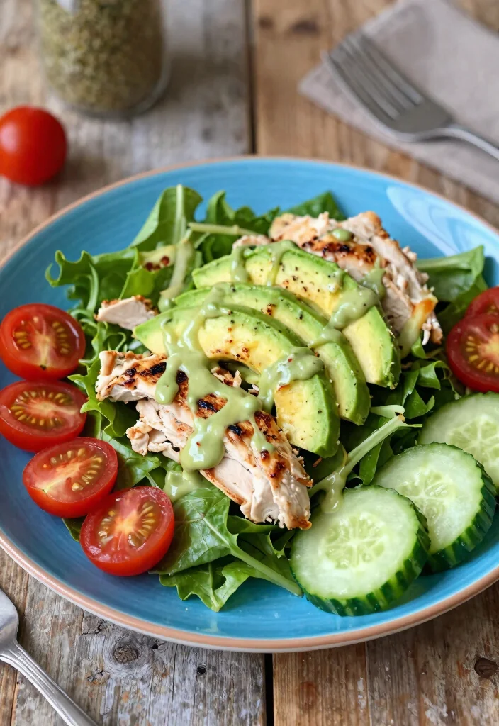 12 Low Calorie Keto Recipes for Light Low Carb Meals 3. Grilled Chicken Salad with Avocado Dressing 0