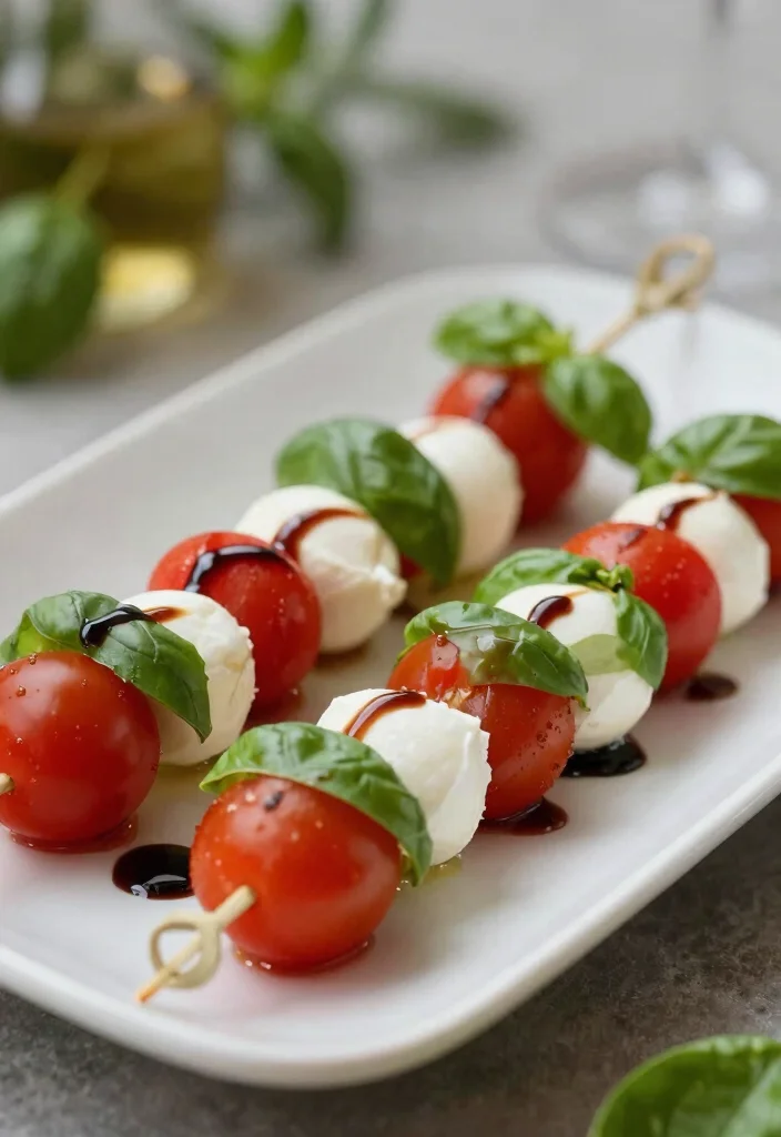 12 Low Calorie Keto Recipes for Light Low Carb Meals 5. Caprese Skewers with Balsamic Glaze 0